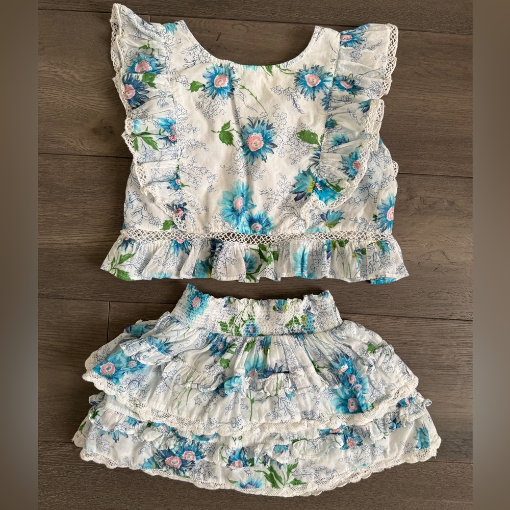 LoveShackFancy White Floral Ruffle Kids Matching Set